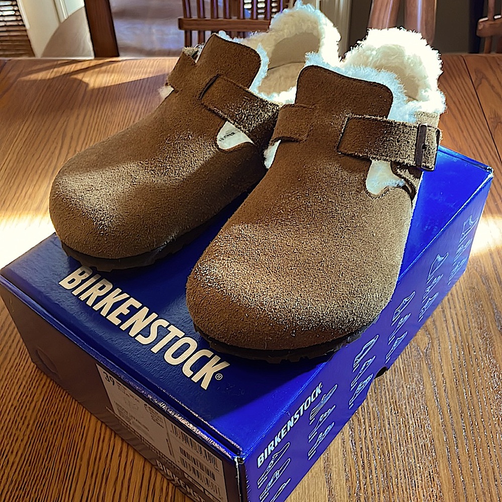 Birkenstock London Shearling - Suede Leather - Shearling Tea; EU 39 / US 8-8.5